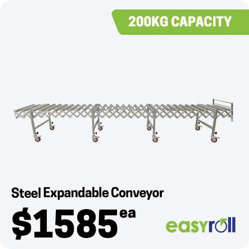 Easyroll - Steel Expandable Conveyor - Silver/Black/Red - 200kg - 3800mm ( H) x 460mm (W) x 620mm (L)